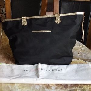 Large black nylon tote bag